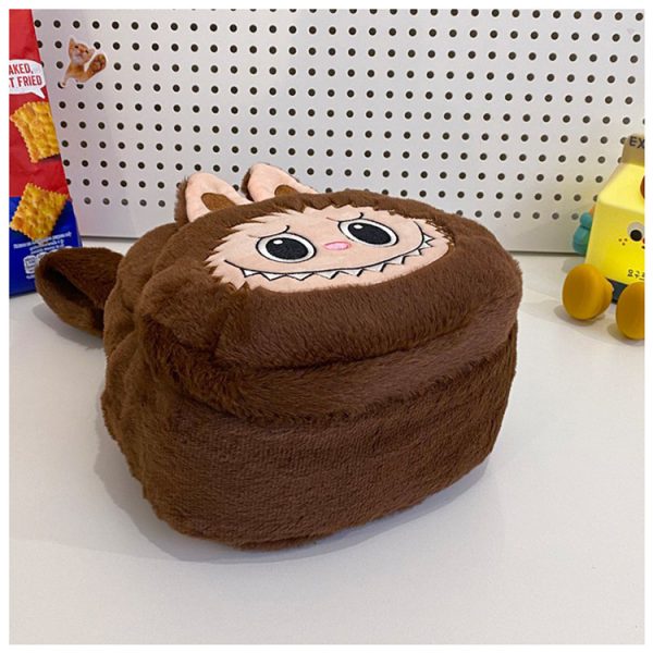 Zaino Peluche Labubu Marrone – Accessorio Kawaii da Collezione con Portachiavi - Immagine di 3