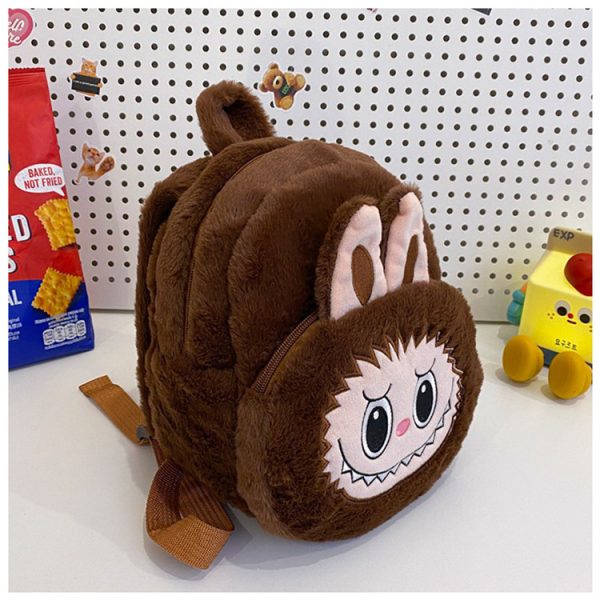 Zaino Peluche Labubu Marrone – Accessorio Kawaii da Collezione con Portachiavi - Immagine di 2