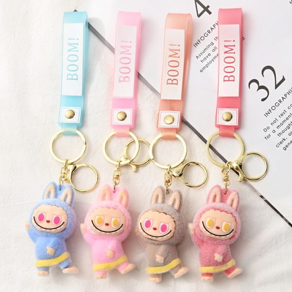 Portachiavi Peluche Labubu – Accessorio Kawaii con Orecchie e Dettaglio “BOOM!”