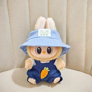 Labubu Completo Jeans Carotina – Con Cappello Bucket in Velluto Azzurro Pastello