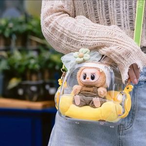 Borsa Trasparente Kawaii per Bambola Labubu – Zaino da Esposizione con Tracolla