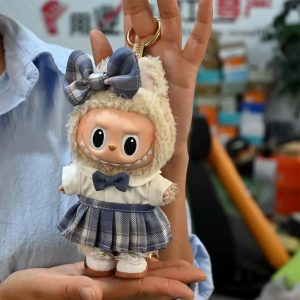 Abito Kawaii per Bambola Labubu – Vestito Azzurro con Fiocco