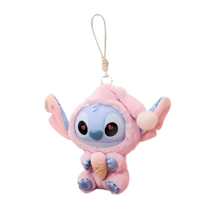 Labubu × Stitch Eat Something Before Sleep – Strawberry Cone | Figura da Collezione Artistica