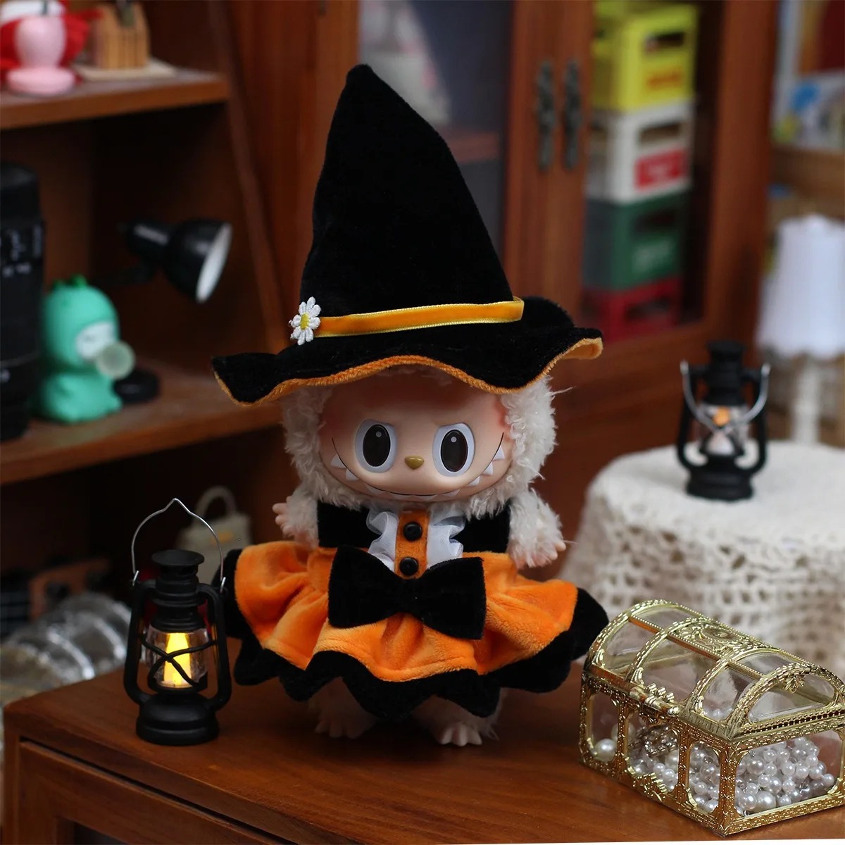 Set Abiti Halloween per Labubu – Costume da Strega per Figure da Collezione