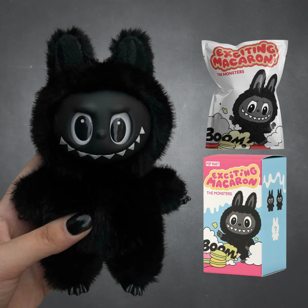The Monsters – Peluche “Exciting Macaron Black Face” | Figure Collezionabile 17 cm in Vinile e Peluche
