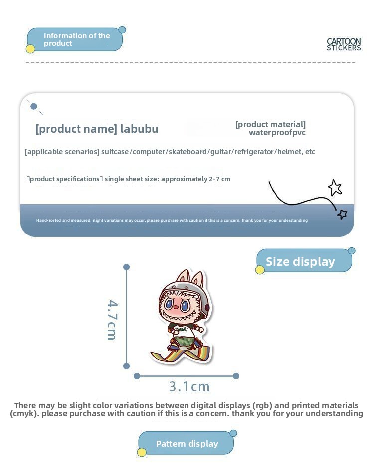 Set Adesivi Labubu – 80 Stickers in Vinile Impermeabile | Decorazioni per Laptop, Borracce e Collezionisti - Immagine di 7